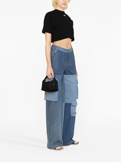 Off-white Off White Cropped T Shirt With Off Embroidery In Black