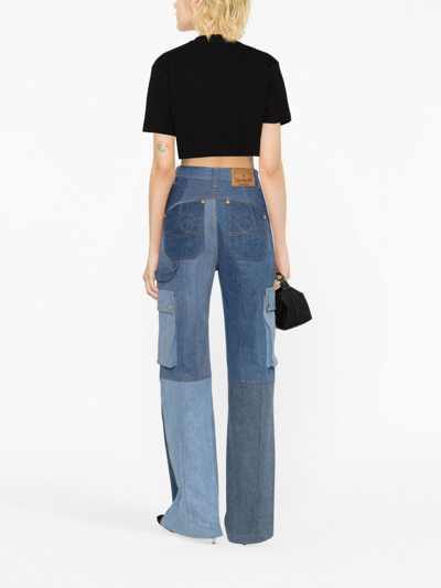 Off-white Off White Cropped T Shirt With Off Embroidery In Black