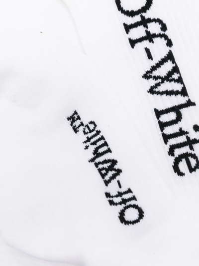 Shop Off-white Logo-jacquard Cotton-blend Socks In White