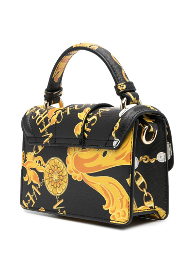 Shop Versace Jeans Couture Barocco-print Faux-leather Tote Bag In Black