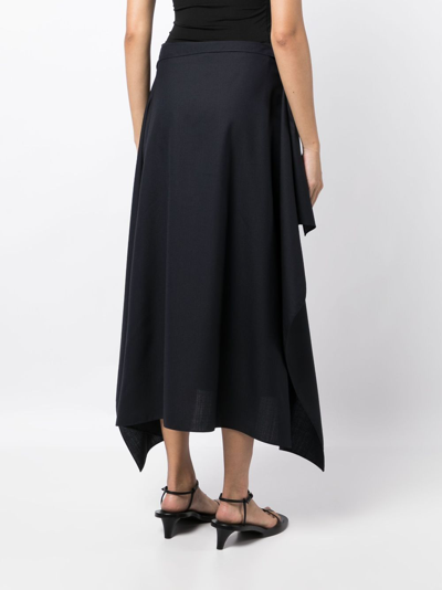 Shop The Row Bassia Draped Wool Skirt In Blue