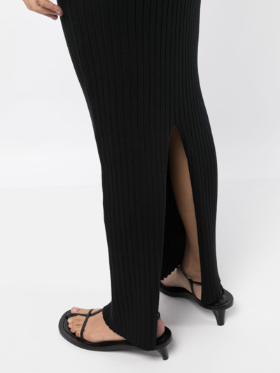 Shop The Row Moss Ribbed Silk Maxi Skirt In Black
