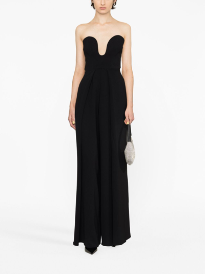 Shop Solace London Plunging-neckline Wide-leg Jumpsuit In Black