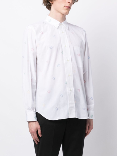 Shop Comme Des Garçons Homme Deux Star-print Cotton Shirt In White