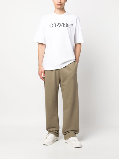 Off-white Oversized White T-shirt With Contrasting Logo Print In Cotton Man In White