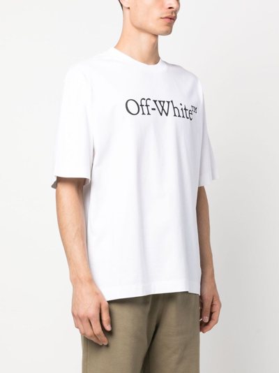 Shop Off-white Bookish Logo-print Cotton T-shirt In White