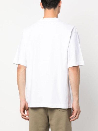 Off-white Oversized White T-shirt With Contrasting Logo Print In Cotton Man In White
