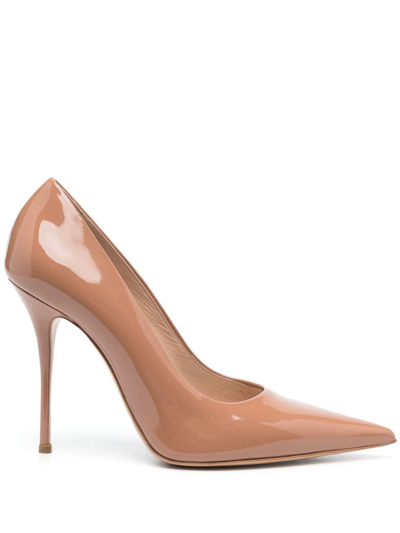Shop Casadei Scarlet Tiffany 110mm Patent-finish Pumps In Brown
