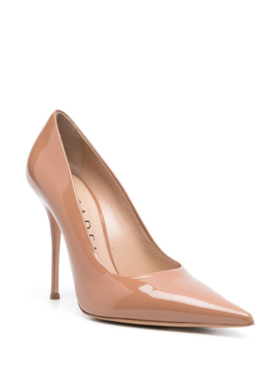 Shop Casadei Scarlet Tiffany 110mm Patent-finish Pumps In Brown