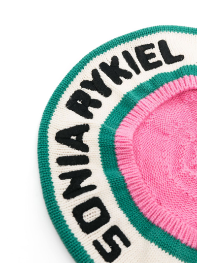 Shop Sonia Rykiel Enfant Embroidered-logo Knit Beret In Pink