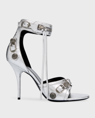 Shop Balenciaga Cagole 110mm Sandal Metallized In 8010 Silver