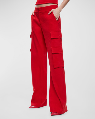 Shop Alice And Olivia Hayes Mid-rise Wide-leg Cargo Pants In Cinnamon