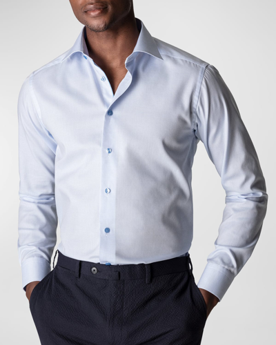 Shop Eton Men's Textured Solid Slim-fit Dress Shirt In Light Blue