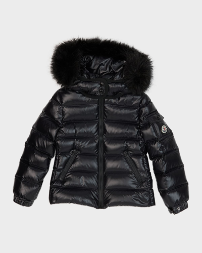 Shop Moncler Kids Bady Faux Fur Quilted Jacket In Black