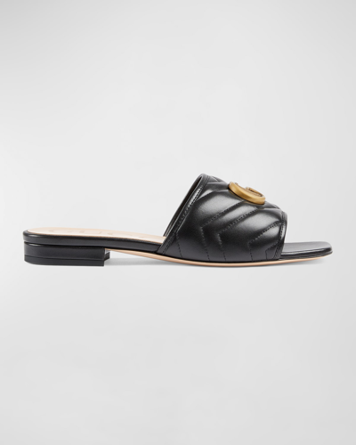 Shop Gucci Jolie Quilted Medallion Slide Sandals In Nero/nero
