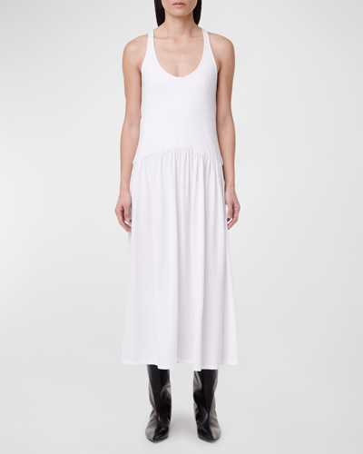 Shop Another Tomorrow Dropwaist Gathered Tank Dress With Keyhole In White