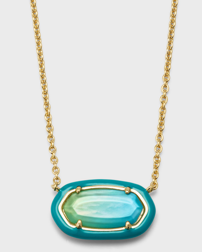 Shop Kendra Scott Elisa Framed Pendant Necklace In Gold Sea Green Om