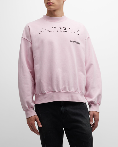Shop Balenciaga Hand Drawn  Sweatshirt Regular Fit In 3204 Faded Pink/b