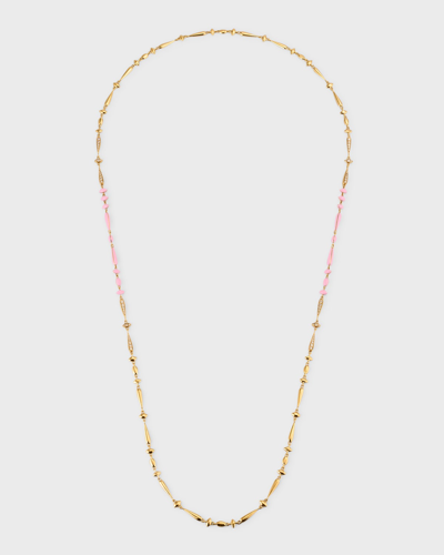 Shop Etho Maria 18k Yellow Gold Necklace With Brown Diamonds And Pink Ceramic