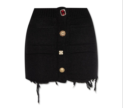Shop Vetements Sparkling Buttoned Mini Skirt In Black