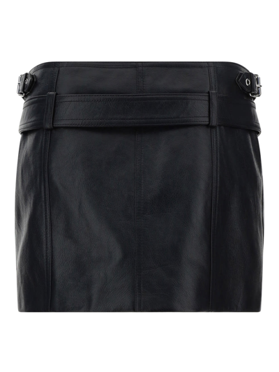 Versace Leather Skirt In Nero