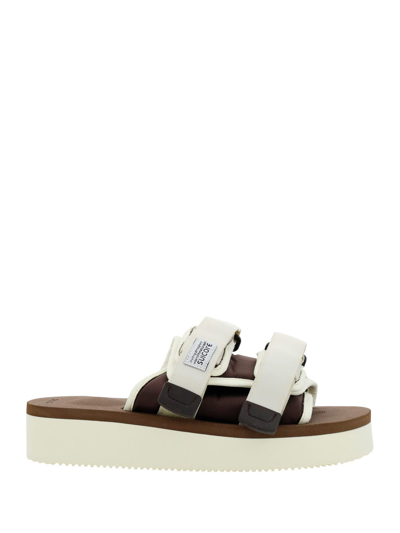 Shop Suicoke Moto-po Sandals In Ivory/brown