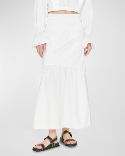 Shop Frame Smocked A-line Maxi Skirt In Blanc