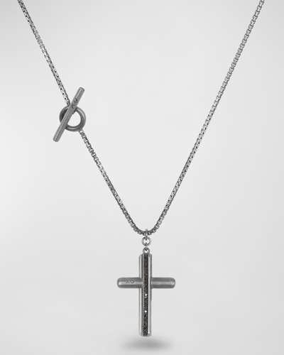 Shop Marco Dal Maso Oxidized Silver Acies Black Diamond Cross Necklace