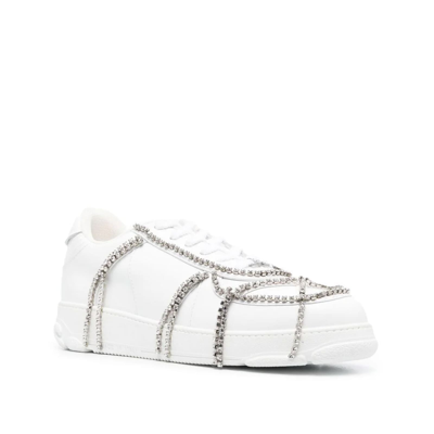 Shop Gcds Crystal Embellished Sneakers In White