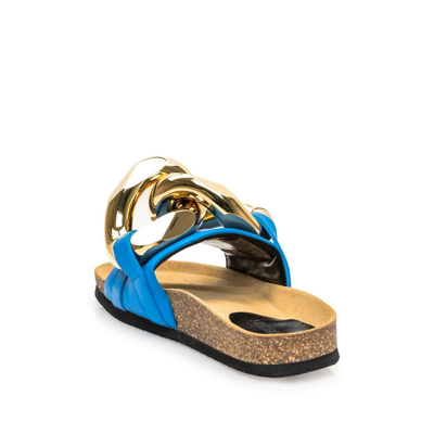 Shop Jw Anderson Leather Flat Sandals In Blue