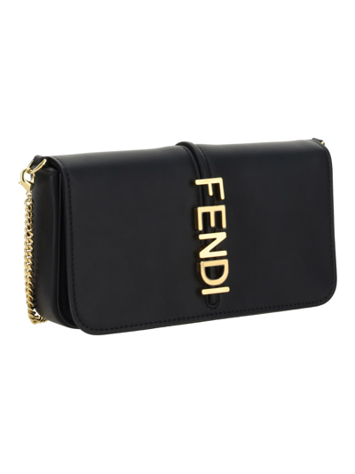 Shop Fendi Wallet With Chain In Nero+oro Soft