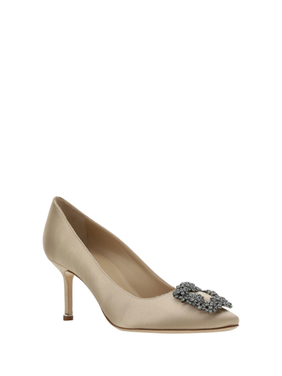 Shop Manolo Blahnik Hangisi Pumps In Nude