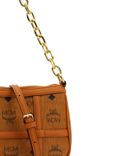 Shop Mcm Aren Mini Shoulder Bag In Cognac