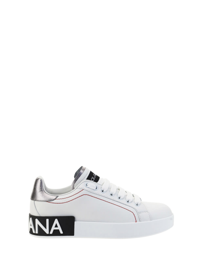 Shop Dolce & Gabbana Sneakers In Bianco Argento