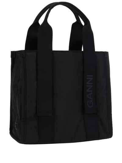 Shop Ganni Recycled Tech Tote Bag In Black