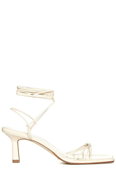 Shop Aeyde Aeydē Square Toe Ankle Strapped Sandals In Beige