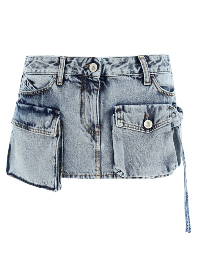 Shop Attico Fay Mini Skirt In Vintage Blue