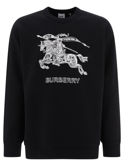 Shop Burberry Logo Embroidered Crewneck Sweatshirt In Black