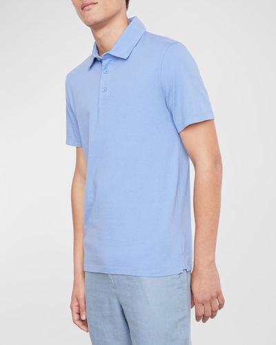 Shop Vince Men's Garment-dyed Polo Shirt In Washed Periwinkle