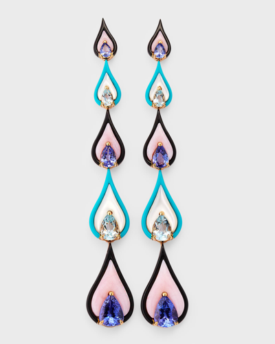 Shop Etho Maria 18k Pink Gold Earrings With Aquamarine And Tanzanite Pears