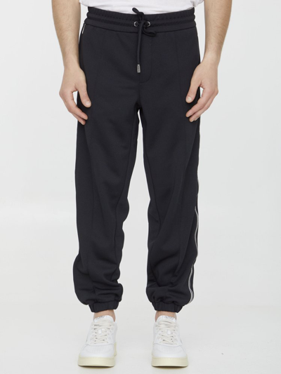 Shop Moncler Logo Patch Elastic Waist Jogging Pants In Black