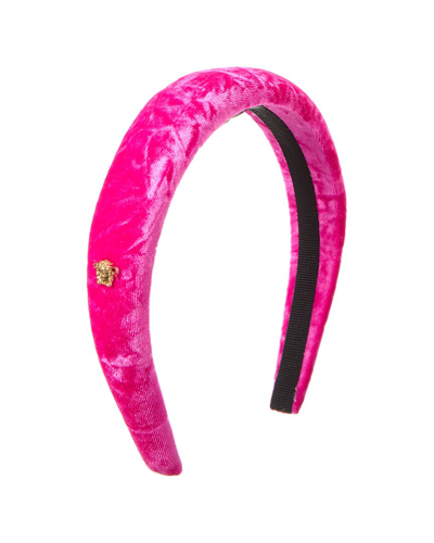 Shop Versace Velvet Headband In Pink