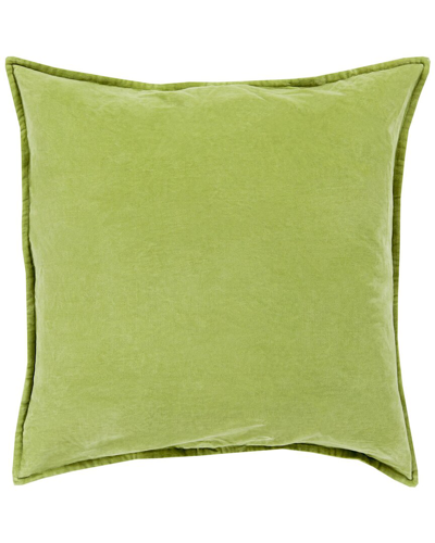 Shop Surya Cotton Velvet Lumbar Pillow In Green