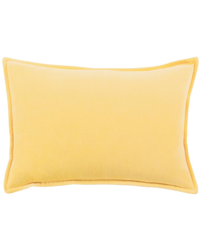 Shop Surya Cotton Velvet Lumbar Pillow In Yellow