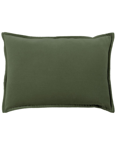 Shop Surya Cotton Velvet Accent Pillow In Green