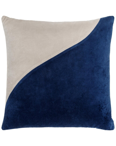 Shop Surya Cotton Velvet Lumbar Pillow In Blue