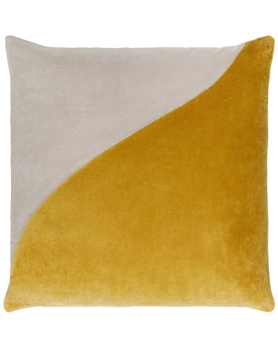 Shop Surya Cotton Velvet Lumbar Pillow In Yellow