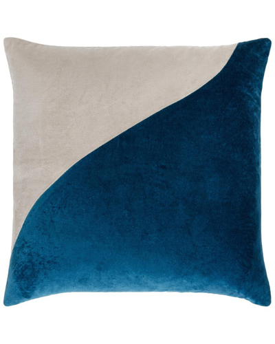 Shop Surya Cotton Velvet Accent Pillow In Blue