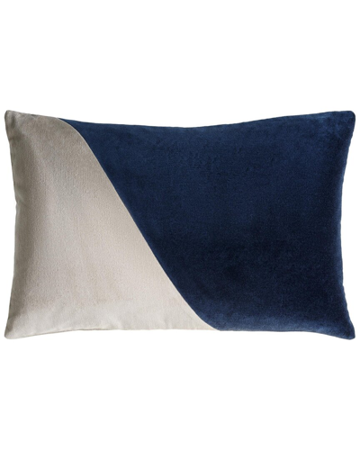Shop Surya Cotton Velvet Lumbar Pillow In Blue