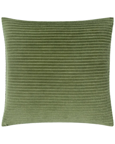 Shop Surya Cotton Velvet Stripes Accent Pillow In Green